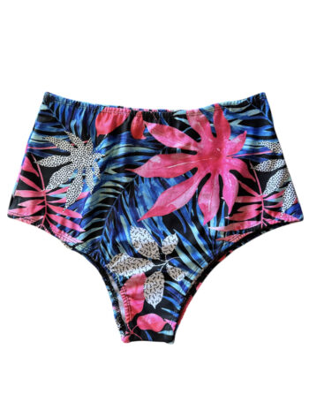 Retro Azul Flores Rojas