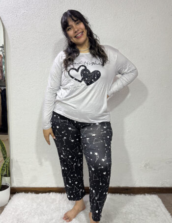 Pijama de Invierno Talles Especiales Corazón Gris