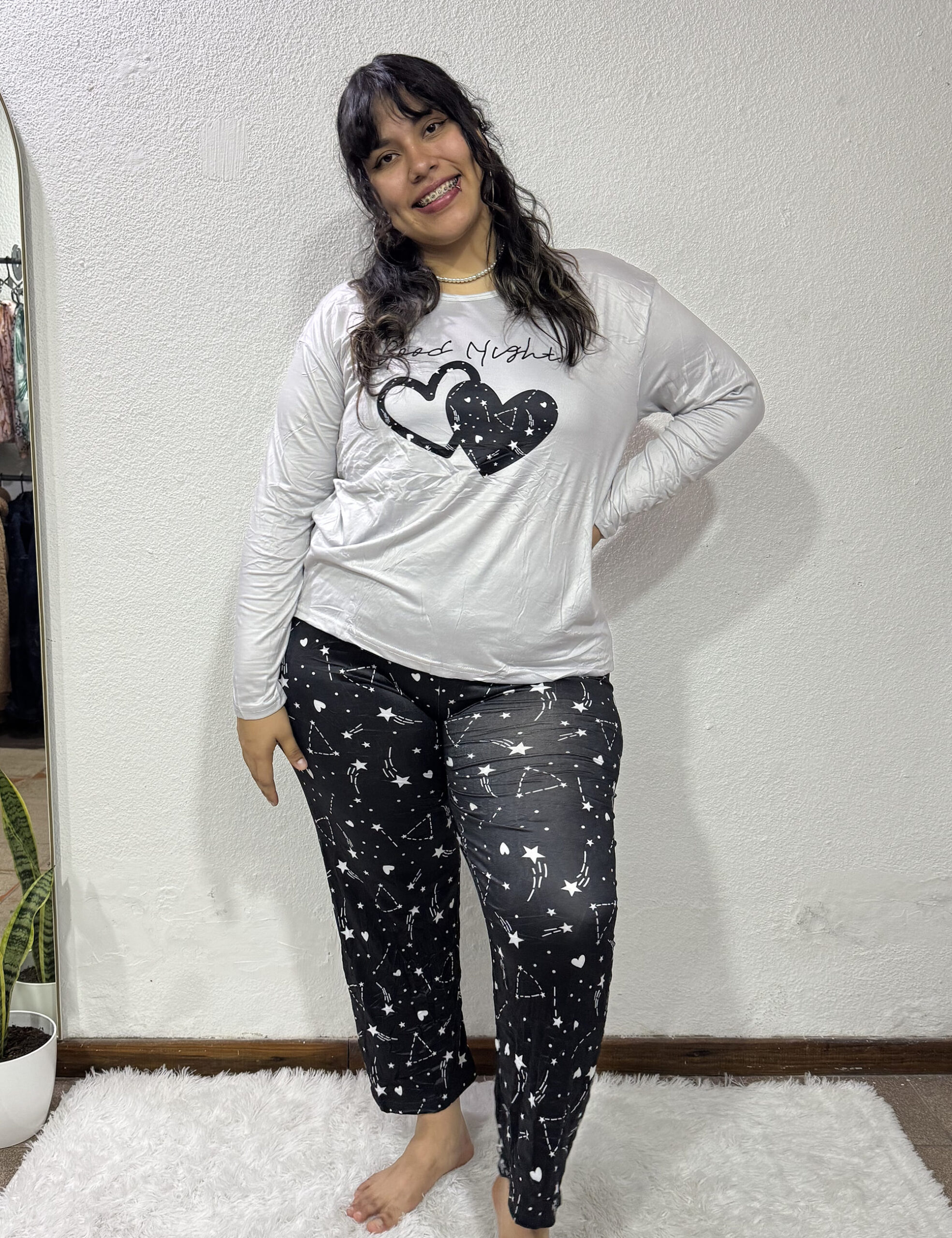 Pijama de Invierno Talles Especiales Corazón Gris