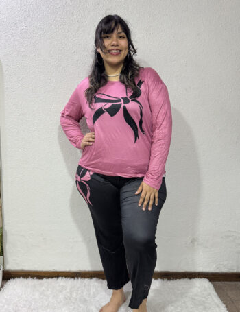 Pijama de Invierno Talles Especiales Moñito Rosa