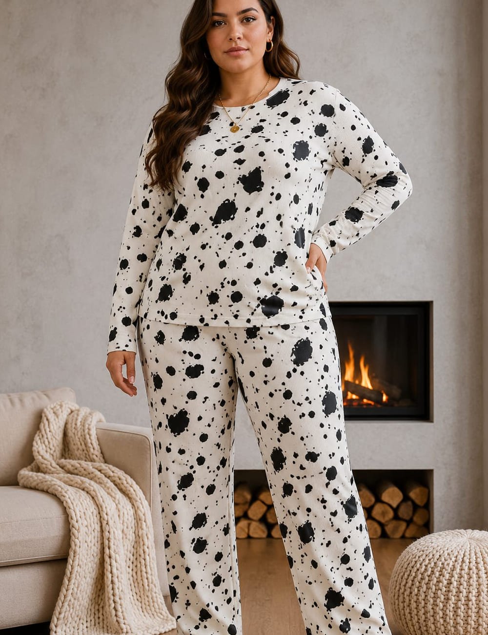 Pijama de Morley Manga Larga Talle Especial Granizado