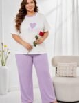 Pijama Corderoy Talle Especial 2 Piezas Importado Lila