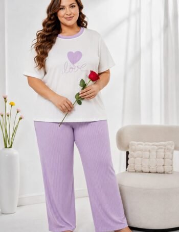 Pijama Corderoy Talle Especial 2 Piezas Importado Lila