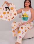 Pijama Talle Especial 3 Piezas Musculosa de Breteles Importado Blanco