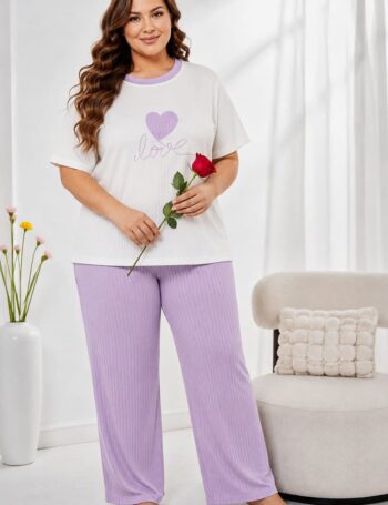Pijama Corderoy Talle Especial 2 Piezas Importado Lila