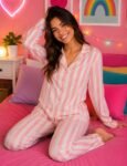 Camisero Manga Larga Rayado Rosa