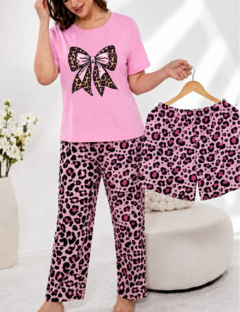 Pijama Talle Especial 3 Piezas Importado Rosa