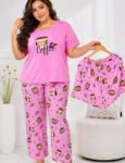 Pijama Talle Especial 3 Piezas Importado Rosa Coffee