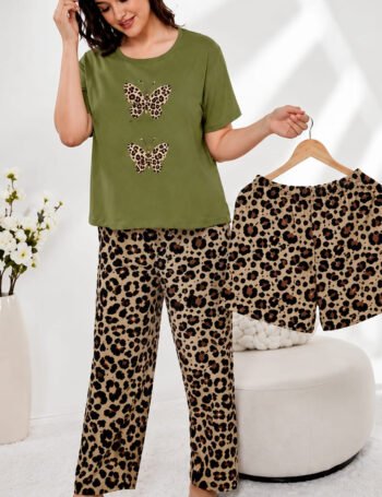 Pijama Talle Especial 3 Piezas Importado Verde