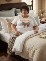 Pijama Talle Especial 2 Piezas Importado Moño Print - Imagen 2