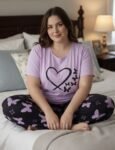 Pijama Talle Especial 2 Piezas Importado Violeta Mariposa