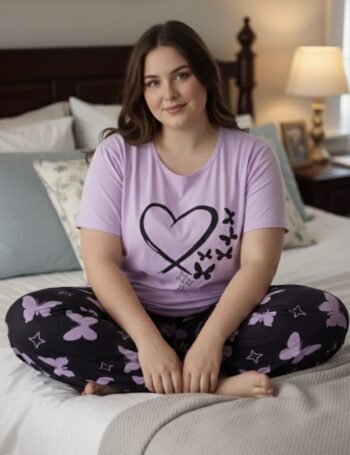 Pijama Talle Especial 2 Piezas Importado Violeta Mariposa