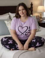 Pijama Talle Especial 2 Piezas Importado Violeta Mariposa