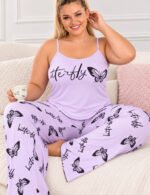 Pijama Talle Especial 2 Piezas Solero Importado Lila Mariposa