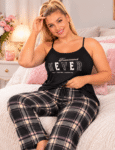 Pijama Talle Especial 2 Piezas Solero Importado Negro "Never"